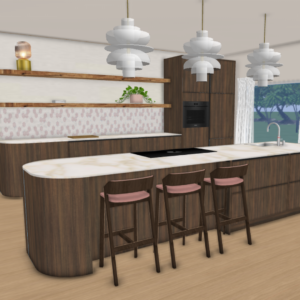 3D Keuken ontwerp, Sketchup visualisatie hotel chique.