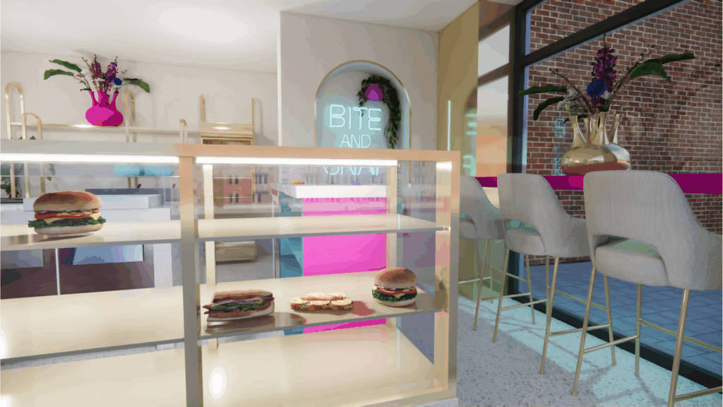 Luxe broodjeszaak van buitenaf met eclectische interieurstijl en een uitnodigende uitstraling